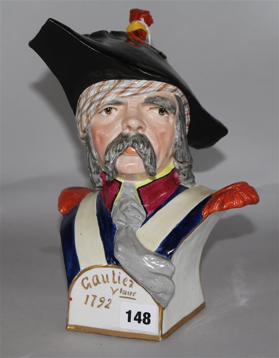 A French porcelain bust of a Revolutionary soldier
